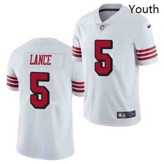 Youth San Francisco 49ers #5 Trey Lance Jersey White 2021 Color Rush Limited